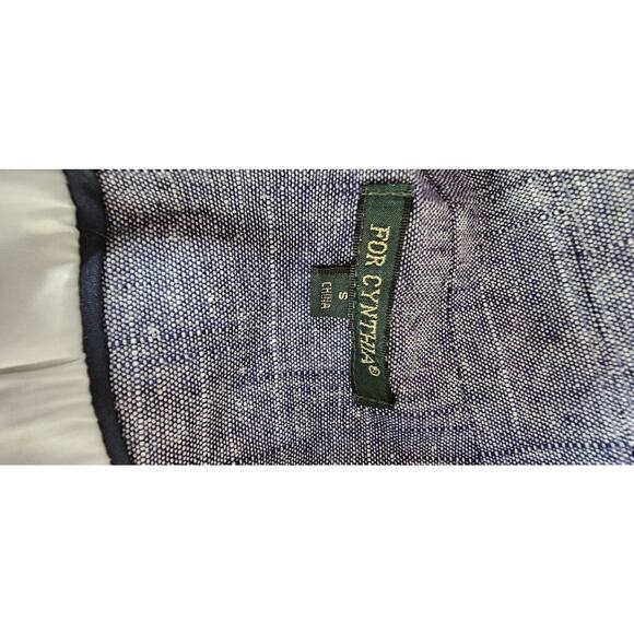 For Cynthia Chambray Denim‎ Linen Blend Lined Jacket Ruffle Detail Classy Small - Picture 5 of 5